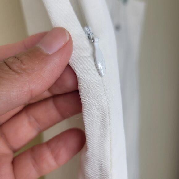 BURBERRY White 100% Linen Knee Length Skirt Size 42 Mesh Lined Made In Italy - Picture 14 of 16